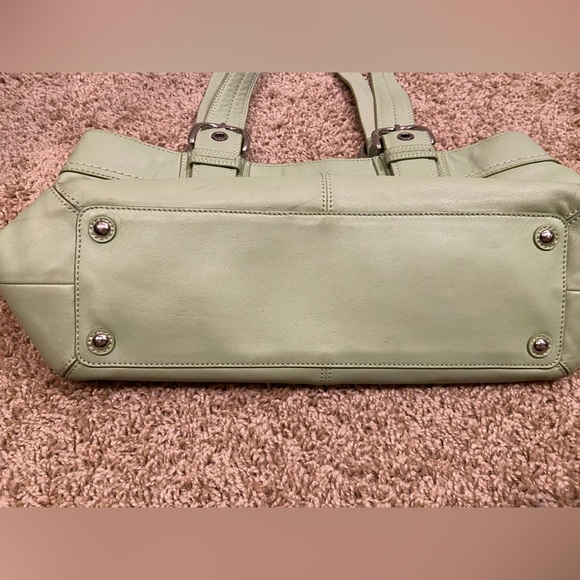 COACH Soho Hampton F13732 Sage Green Pleated Leather Tote Shoulder Satchel Bag - Picture 13 of 15